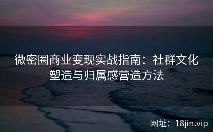微密圈商业变现实战指南：社群文化塑造与归属感营造方法