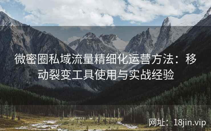 微密圈私域流量精细化运营方法：移动裂变工具使用与实战经验